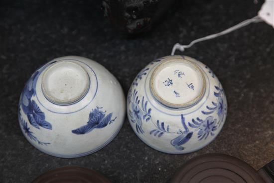 Two Arita tea bowls and a plate, 17th century and three Chinese Yixing pottery miniature teapots and covers, 20th century, (6) plate 20